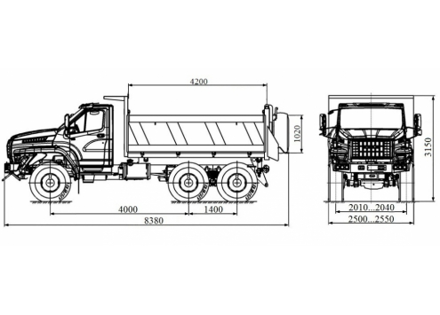 Самосвал с трехсторонней разгрузкой Урал-NEXT (58314T) (Код модели: 1306) Самосвал с трехсторонней разгрузкой Урал-NEXT (58314T) (Код модели: 1306)