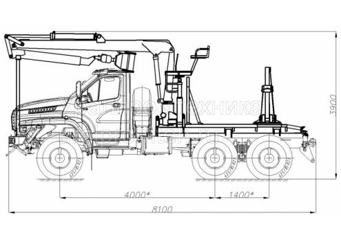 Лесовозный тягач с гидроманипулятором Урал-NEXT (59604T) (Код модели: 4404)