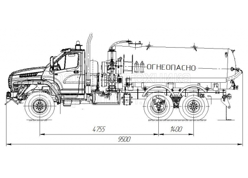 Автомобиль для сбора нефтеконденсата АКН-10 (шасси Урал-NEXT) Автомобиль для сбора нефтеконденсата АКН-10 (шасси Урал-NEXT)